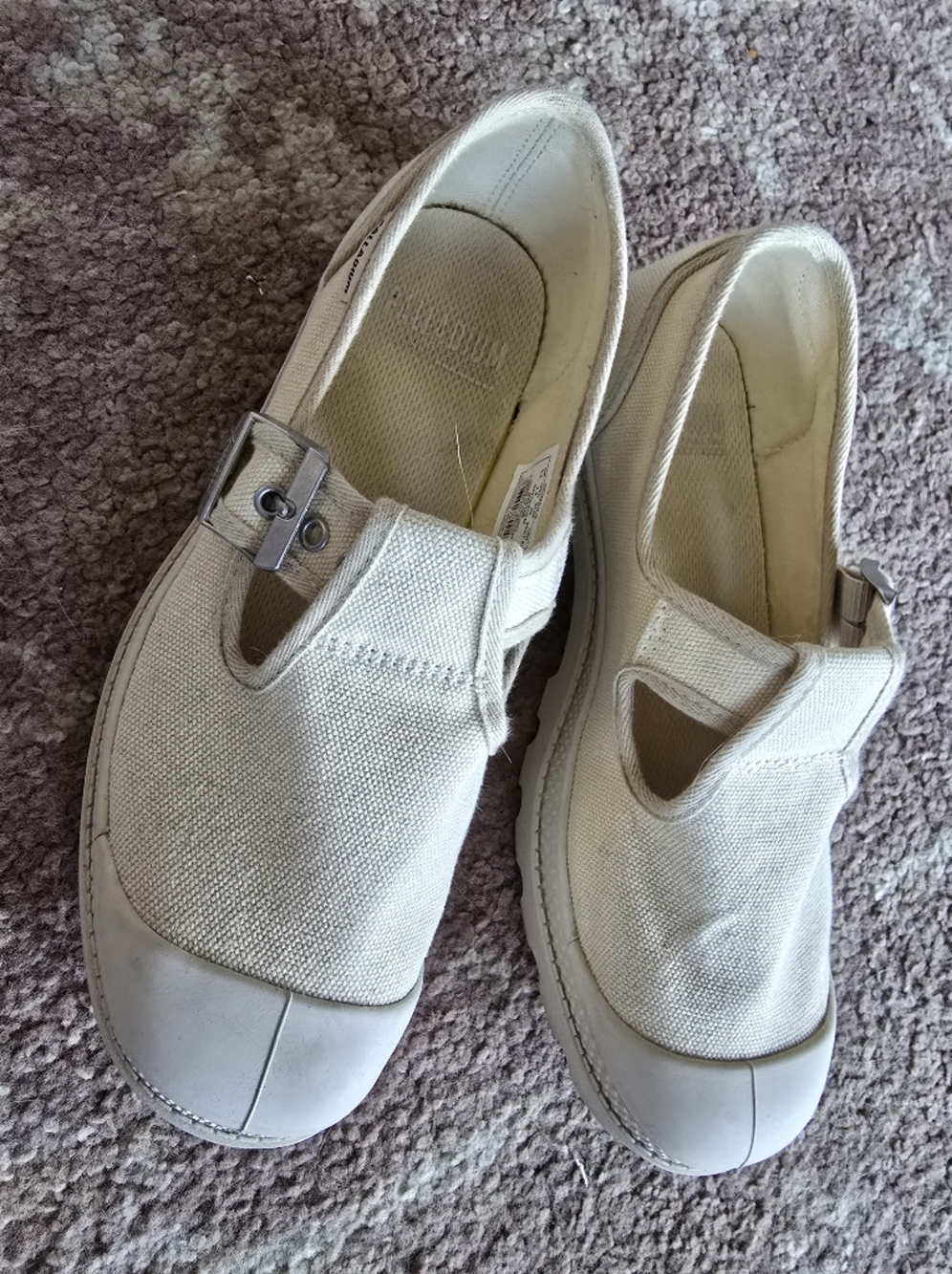 Palladium Women's Cream Canvas Buckle Slip-On Flats Mary Jane - Picture 2 of 7